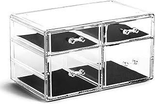 BINO | 4 Drawer Makeup Organizer, Columbus Avenue | THE MANHATTAN SERIES | Makeup Drawer Organizer | Makeup Storage | Cosmetic Organizer | Vanity Organizer | Clear Makeup Organizers And Storage Cases