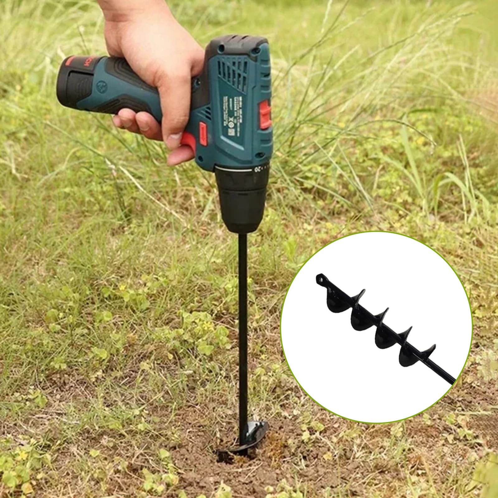 TWSOUL Punta per trapano, trapano da giardino, trapano a terra, punta lunga per piantare, trapano a mano, trapano a terra (5 x 75 cm)