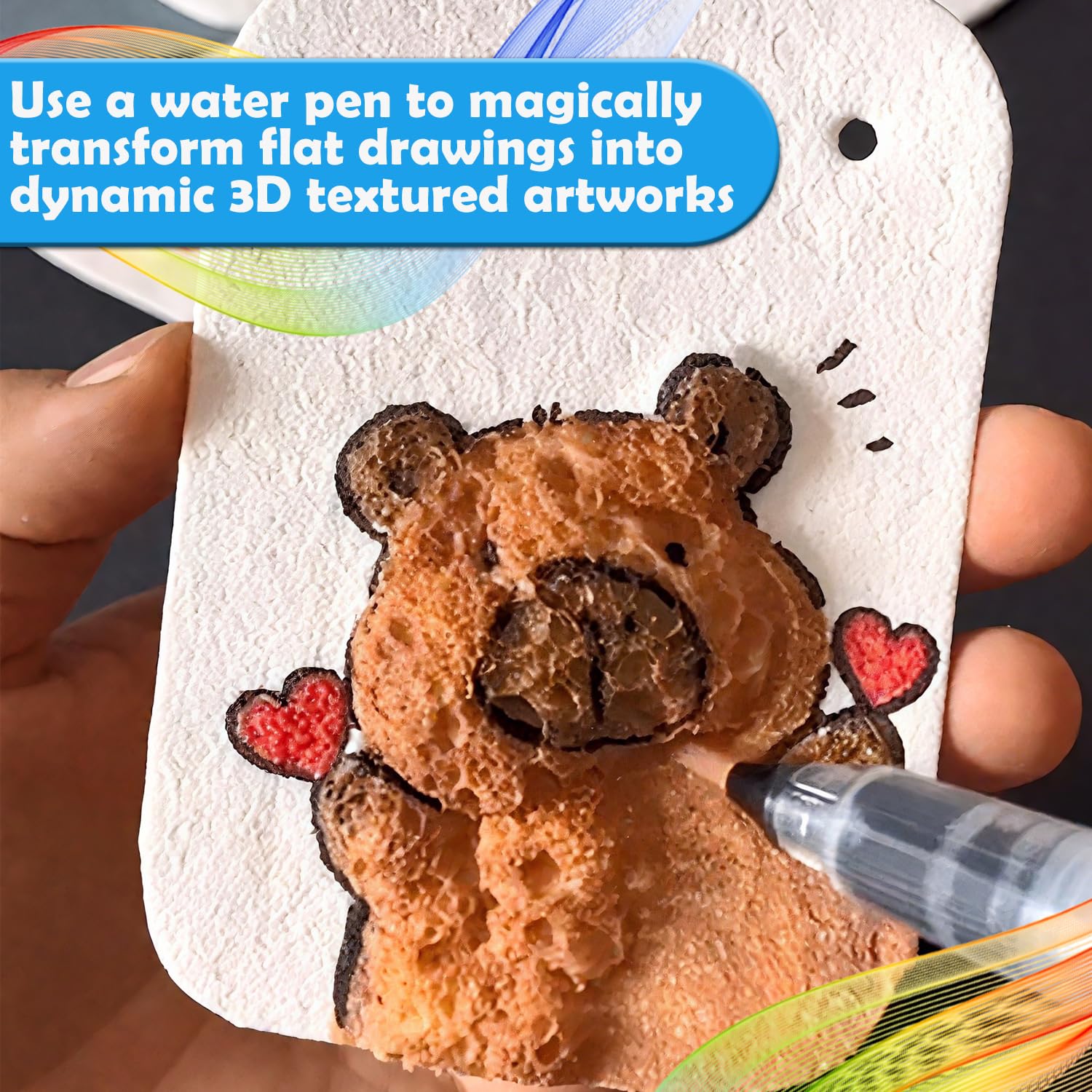 BAISHUWU Kit Peinture 3D Magic Canvas Sponge - Papier Texture Mousse Magique Avec Marqueurs Et Accessoires