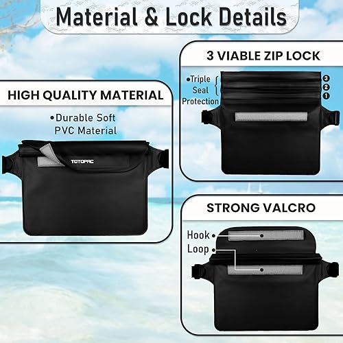 Miniatura 3 de Paquete de 2 cangureras impermeables, bolsa para teléfono con correa para la cintura, bolsa seca de 9 x 6.7 pulgadas para teléfono, dinero en