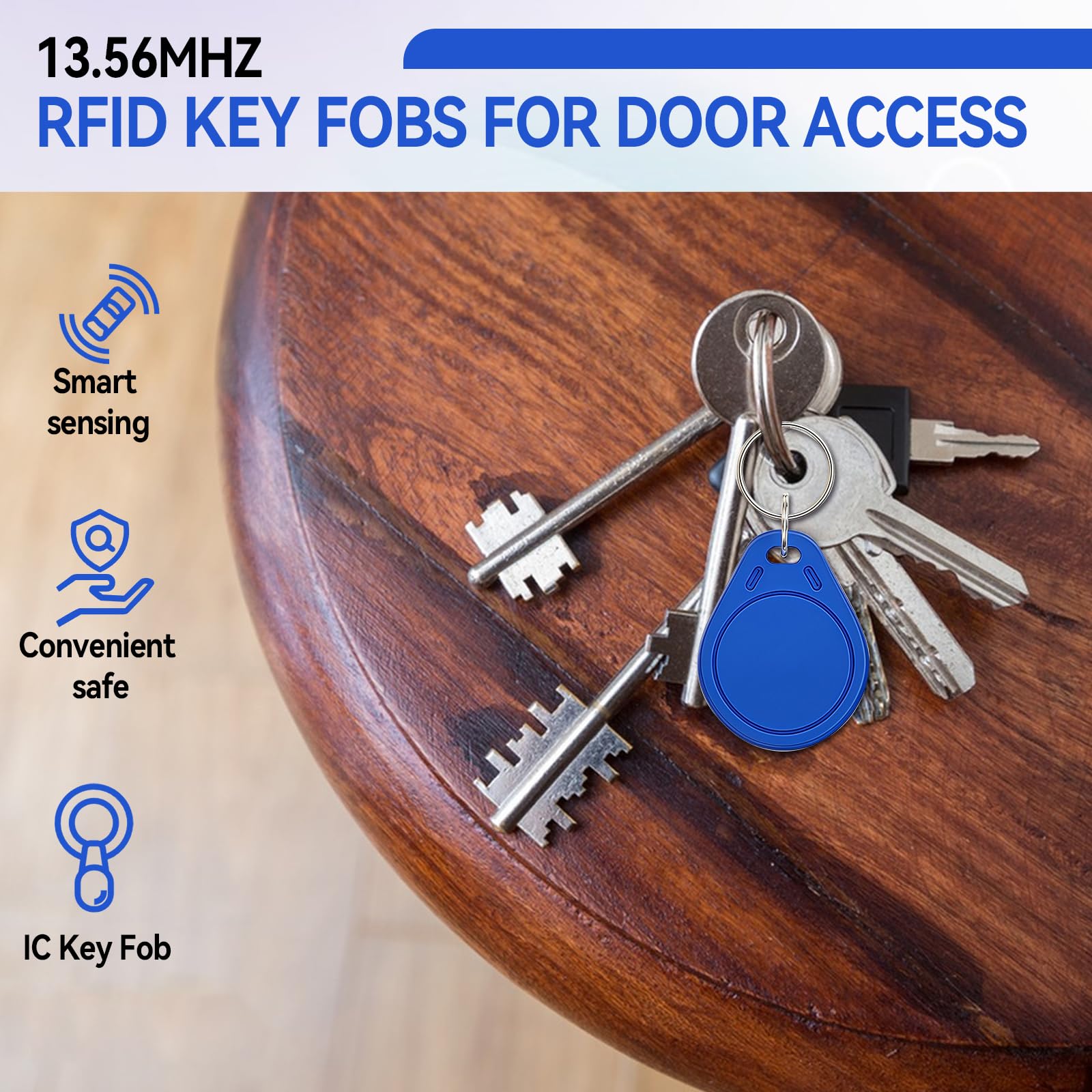 MIFARE Llaveros clásicos 1K RFID IC ISO14443A 13.56 MHz tarjeta control acceso azul 50 unidades