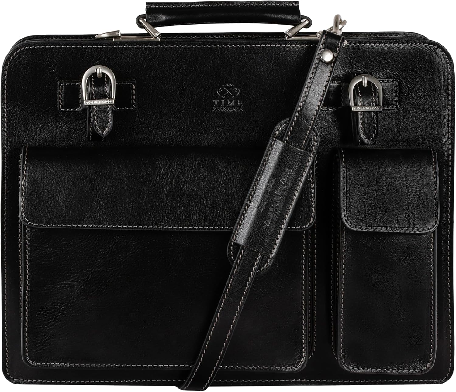 Time Resistance Leather Briefcase - Classy Bag for Men - Business and Vintage Briefcase Made in Italy