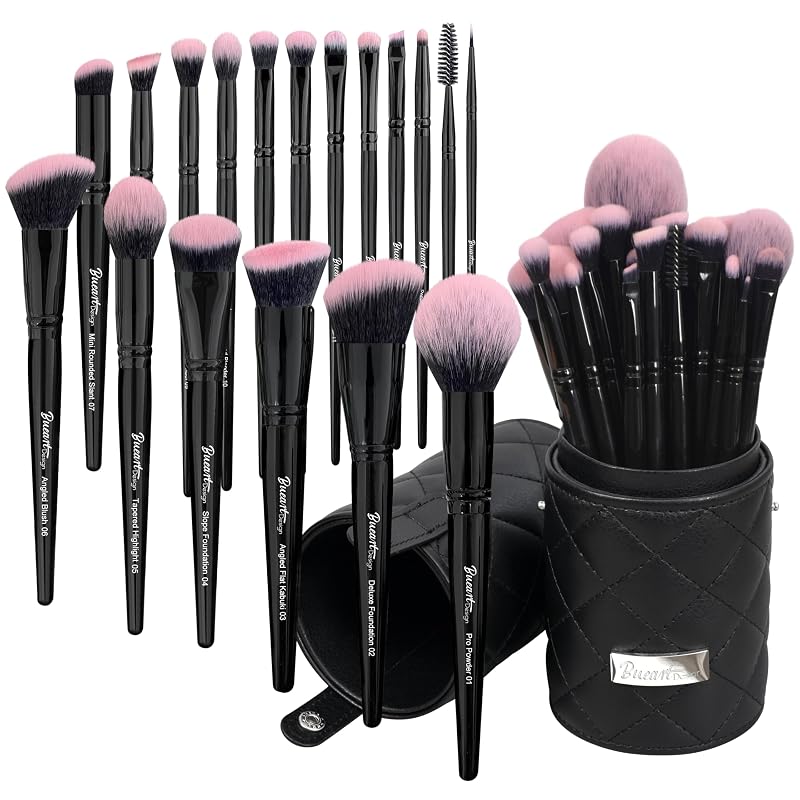 Kit de 18 Pincéis de Maquiagem Bueart Design com Porta-Pincéis