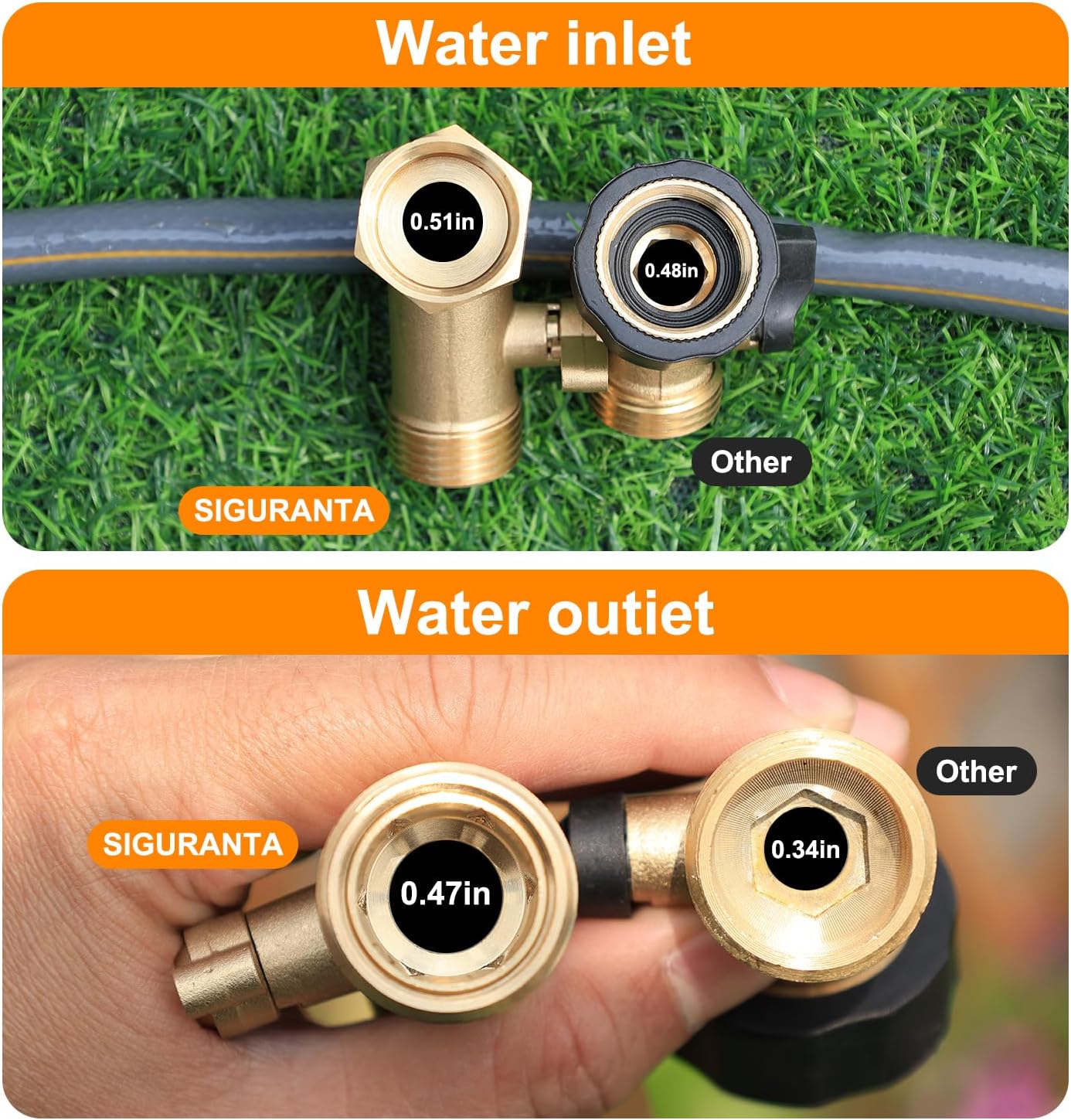 SIGURANTA Garden Hose Angle Valve 45 Degree Brass Extender Solid 3/4 Inch Hose Elbow with Switch Adapter (45° switch elbow 4PSC)