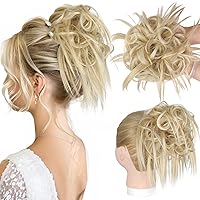 Vista 41 de HMD - Extensiones de cabello tipo rodete desordenado, cola de caballo con banda elástica de goma, extensiones de cabello sintético para mujer