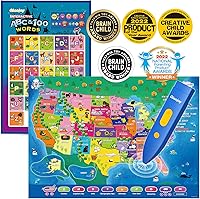 Vista 8 de Mapa Interactivo Bilingüe para Niños Mapa Parlante de EE.UU. Mapa del Mundo para Niños Aprendizaje, Juguetes Juegos de Geografía Mapa Electrónico