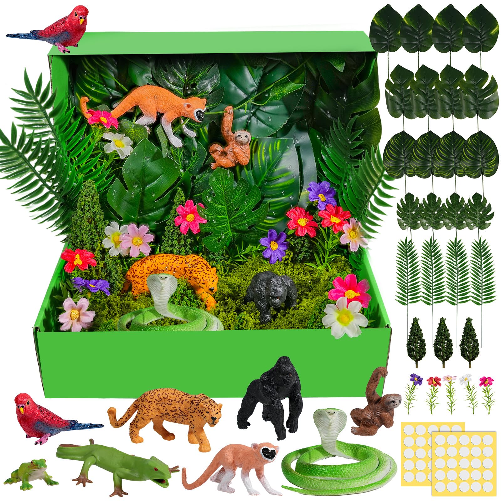 Amazon.com: Warmtree 57 Pcs Rainforest Diorama Kit Forest Animals