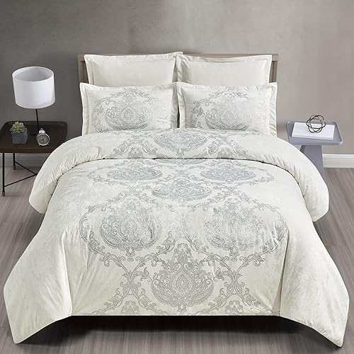 Miniatura 2 de Set de edredón con estampado metálico Sunshine Nicole, cara de terciopelo desgastado con estampado metálico y reverso de microfibra cepillada