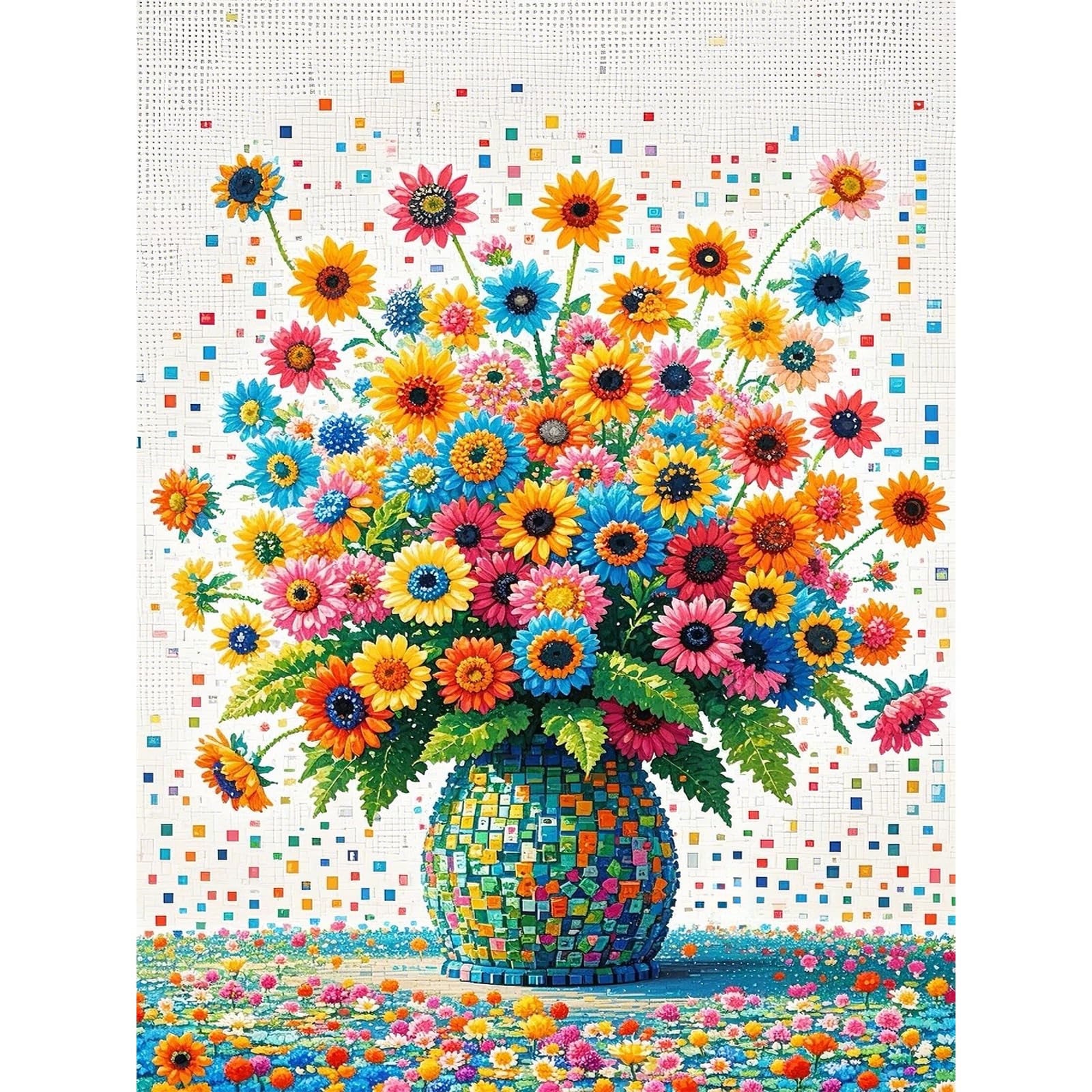 Sunflower Bouquet 5D Diamond Painting Kit for Adults - Colorful Sunflower Full Drill DIY Round Gem Art Diamond Art Kits Painting Crafts, Ideal for