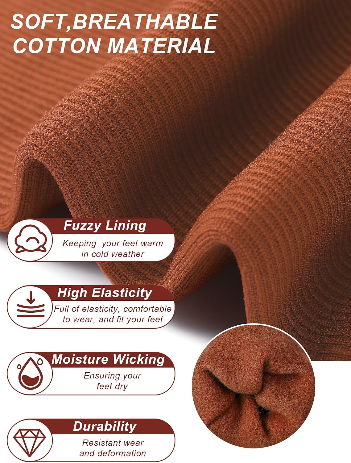 Eurzom 10 Pairs Women Velvet Thermal Socks Winter Warm Fleece Cozy Crew Sock Slim Warm Stockings for Snow and Cold Weather