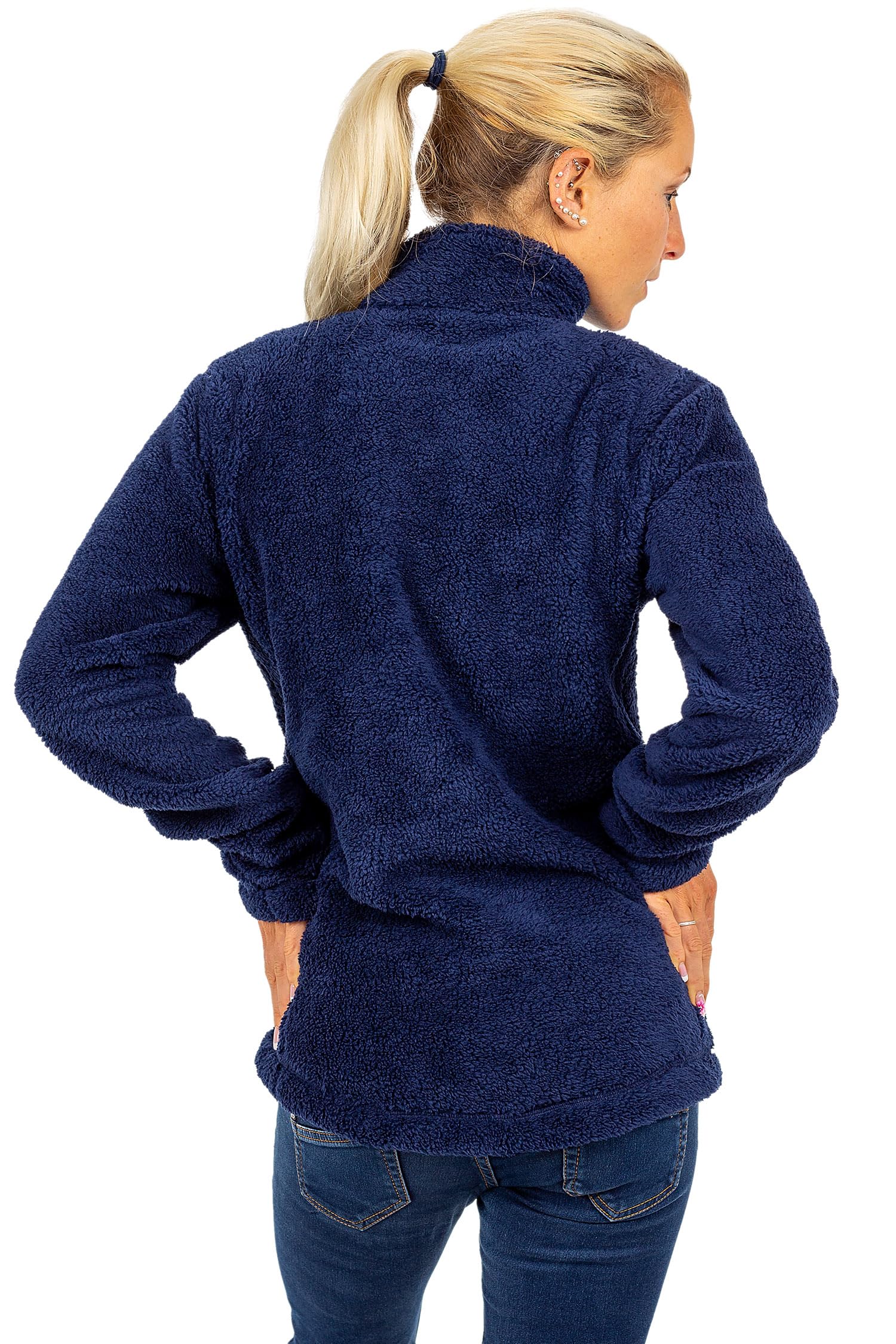 Reichstadt Damen Fleecejacke aus weichem Teddyfleece mit Stehkragen