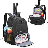 DSLEAF Tennis Backpack for 2 Rackets - Ventilated Shoe Compartment, Padded Protection for Tennis, Pickleball, Badminton Bags
