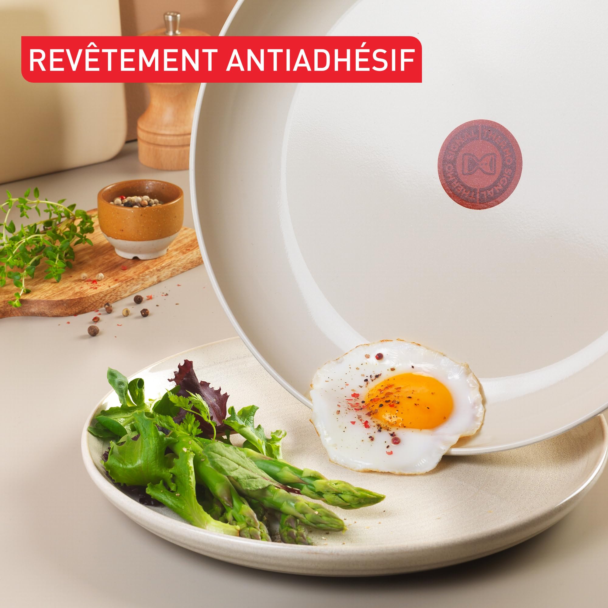 Tefal Cera Bright, Batterie de cuisine en céramique, Revêtement antiadhésif en céramique, Corps en aluminium 100% recyclé, C445S504