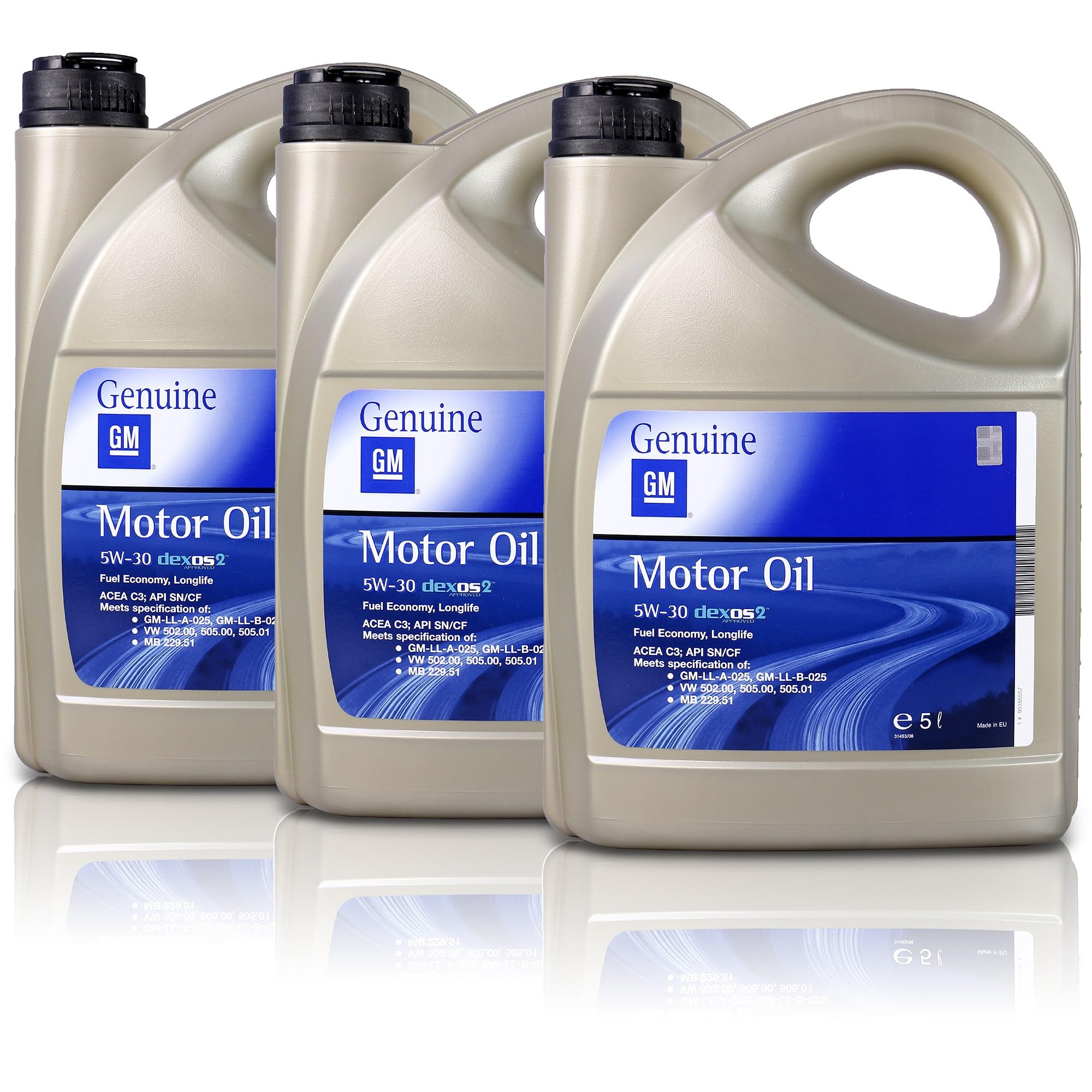 3x 5 L = 15 Liter Opel GM 5W-30 dexos2 dexos 2 Motor-Öl Motoren-Öl, Spezifikationen/Freigaben: ACEA C3, BMW Longlife-04, API SM/CF, GM-LL-A-025, GM-LL-B-025, VW 502 00, 505 00, 505 01, Mercedes Benz M | 1942003 passend für LL 04 50200/50500/50501,
