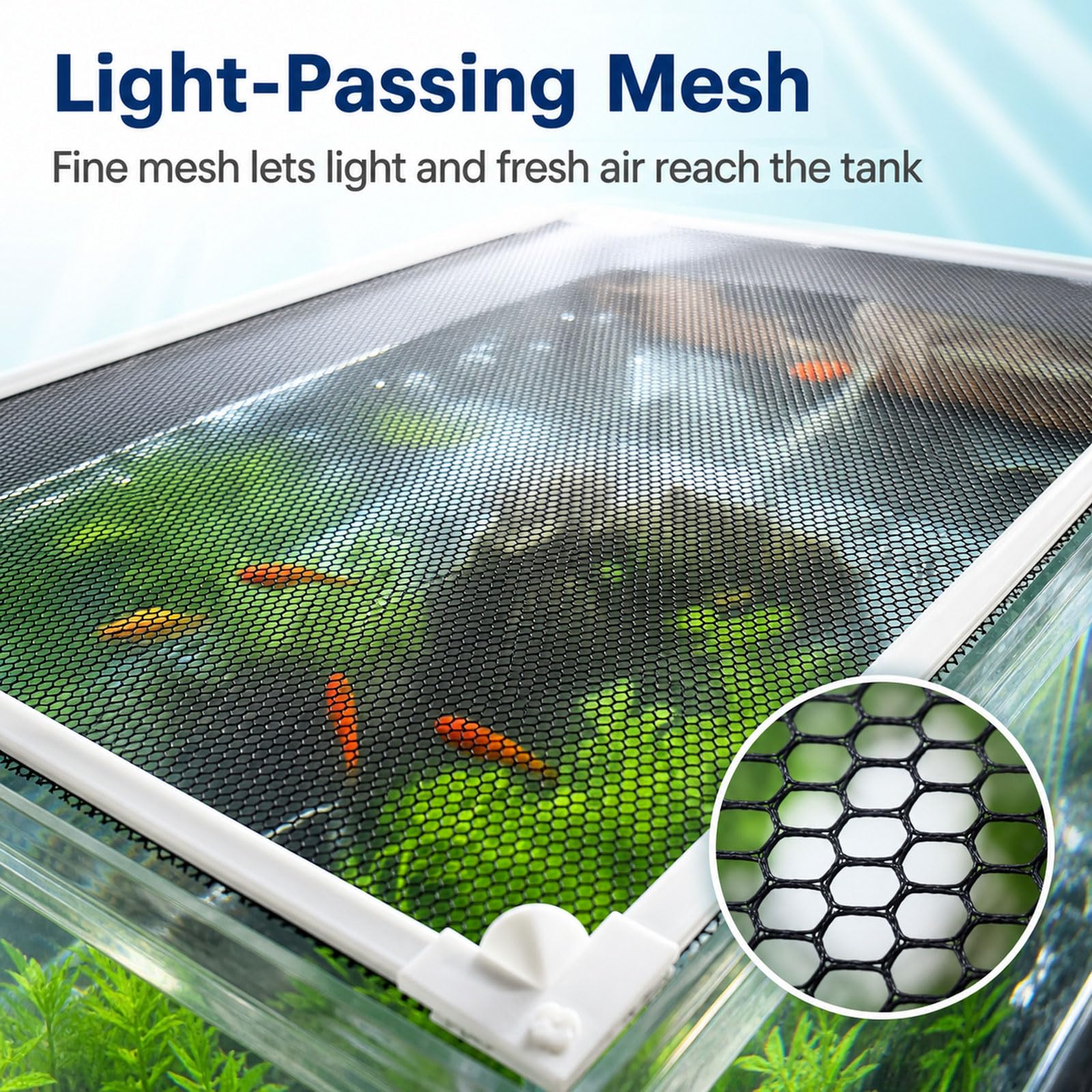 Anti Sprungnetz Aquarium,Magnetische Aquarium-Abdeckung,Fischs Aquariums Anti-Jumping Netzabdeckung,Feeding Window,Ventilation,Zuschneidbar,für Fischen und Reptilien