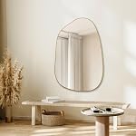 Perfnique Irregular Miroir mural Miroir asymétrique, 40'x26'' Golde Miroirs pour salle de bain Chambre à coucher Salon Entrée, Décor mural moderne décoratif, mur monté (Or, 40" x 26")