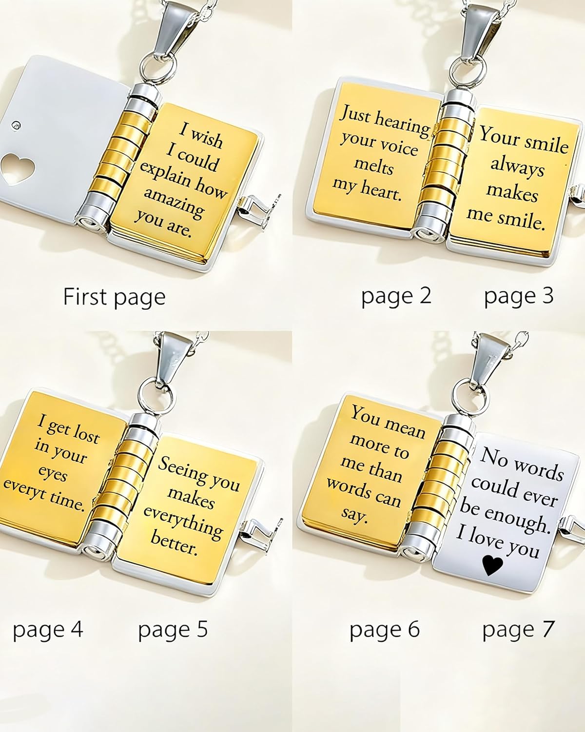ziella Incredible Dɑughter Love Book Necklace-To My Daughter Book Pendant Necklace Adjustable Stainless Steel Jewelry Openable with 6 Pages of Gifts - Image 4