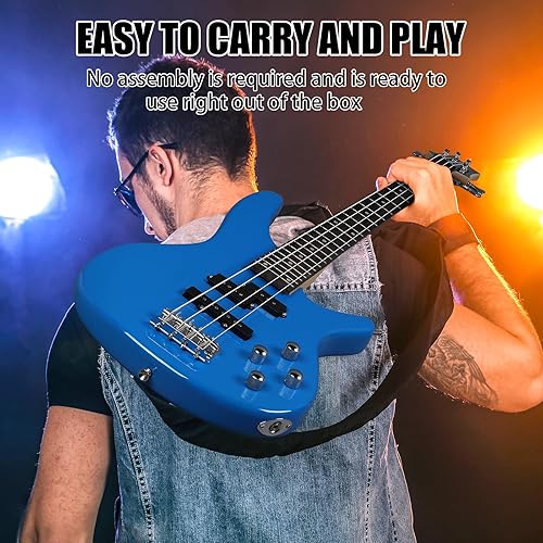 Vista 13 de Ktaxon Bajo eléctrico de 4 cuerdas, tamaño completo, estándar para diapasón de palisandro para diapasón, diapasón, diapasón, kit para principiantes