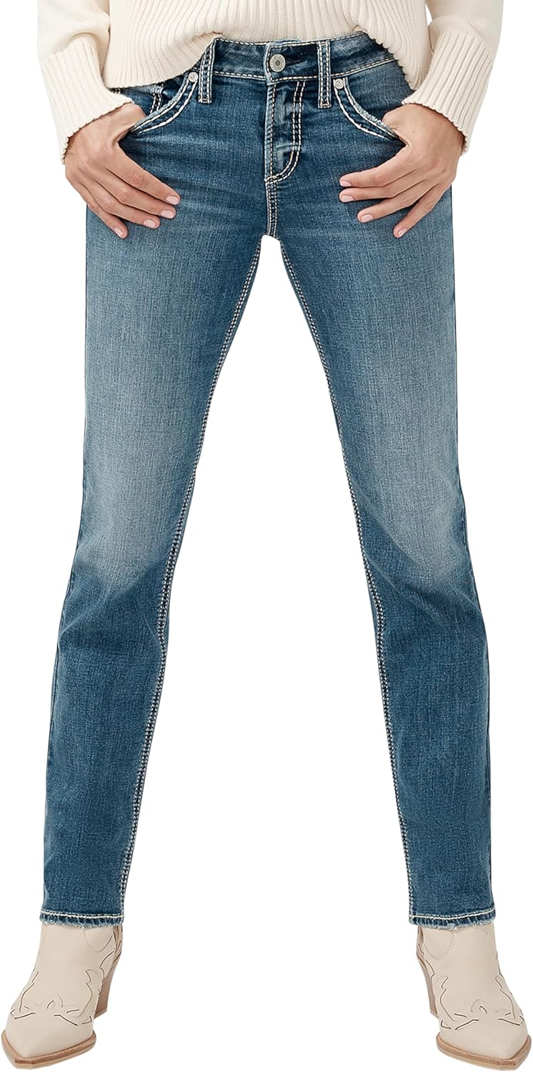 Silver Jeans Co. Women's Suki Mid Rise Curvy Fit Skinny Jeans