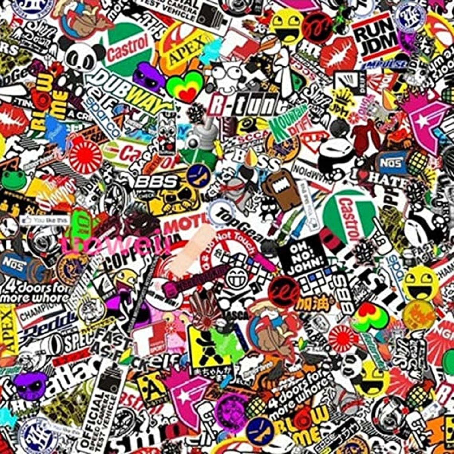 Autool 60"x20" JDM Panda Cartoon Graffiti CAR Sticker Bomb WRAP Sheet Decal Vinyl DIY Automotive Decals