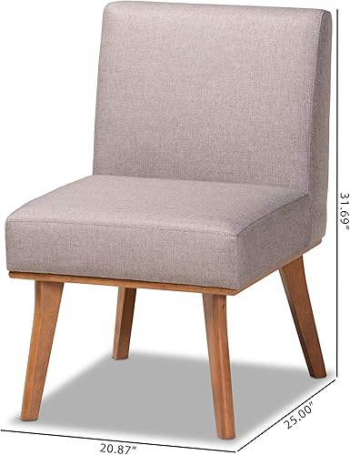 Miniatura 9 de Baxton Studio Odessa - Silla de comedor de madera tapizada de tela gris y acabado marrón nogal