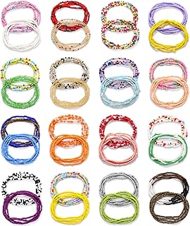 KOHOTA 32PCS Waist Bead for Women Summer Body Chain African Belly Beads Bikini Jewelry Colorful Stretchy Elastic String Ch...