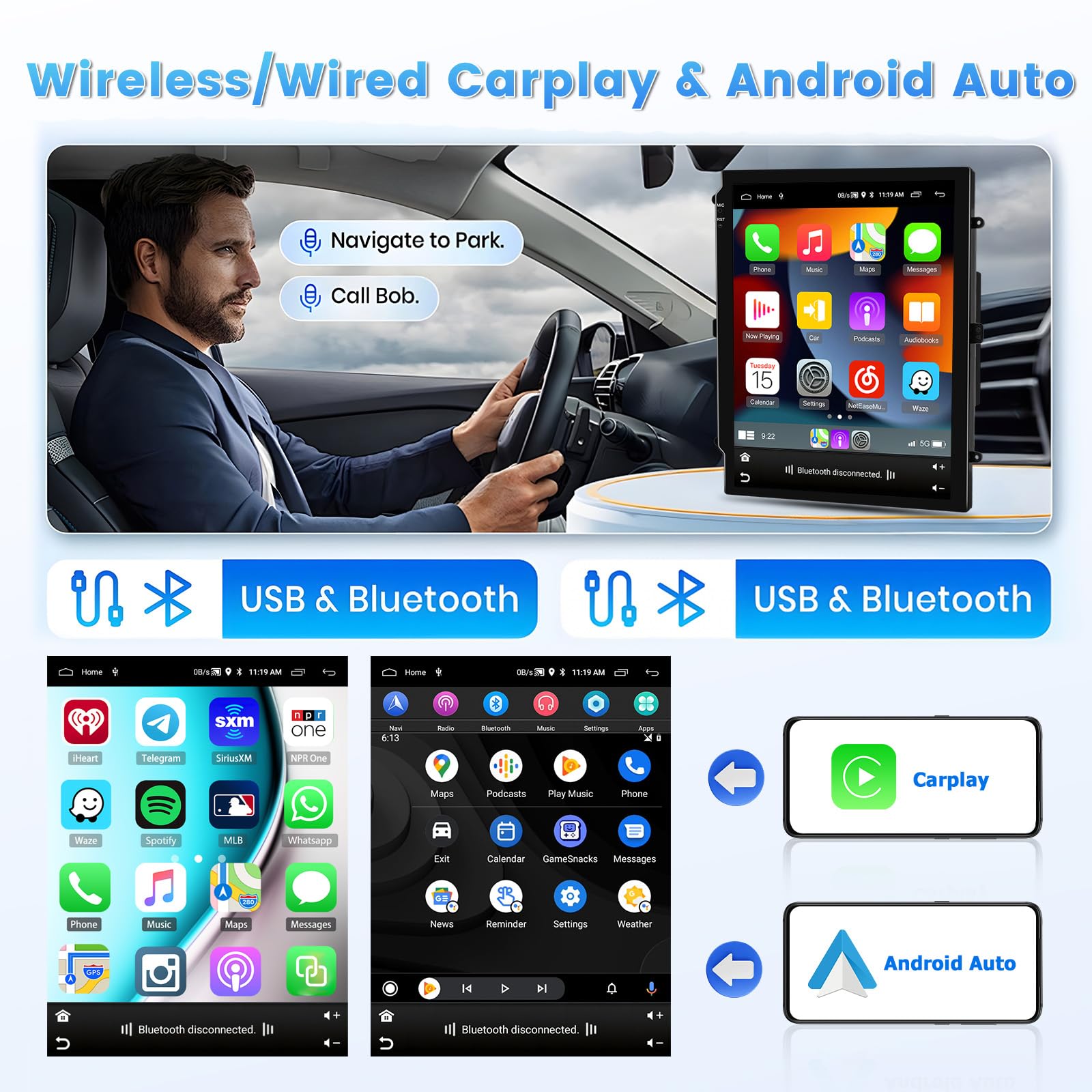 Hikity 2G 64G Autoradio Android 15 Für Opel Insignia Buick Regal 2009-2013 mit Wireless Carplay Android Auto,9.7 Zoll Touchscreen Auto Radio mit GPS Navi Bluetooth WiFi RDS FM SWC MIC Rückfahrkamera