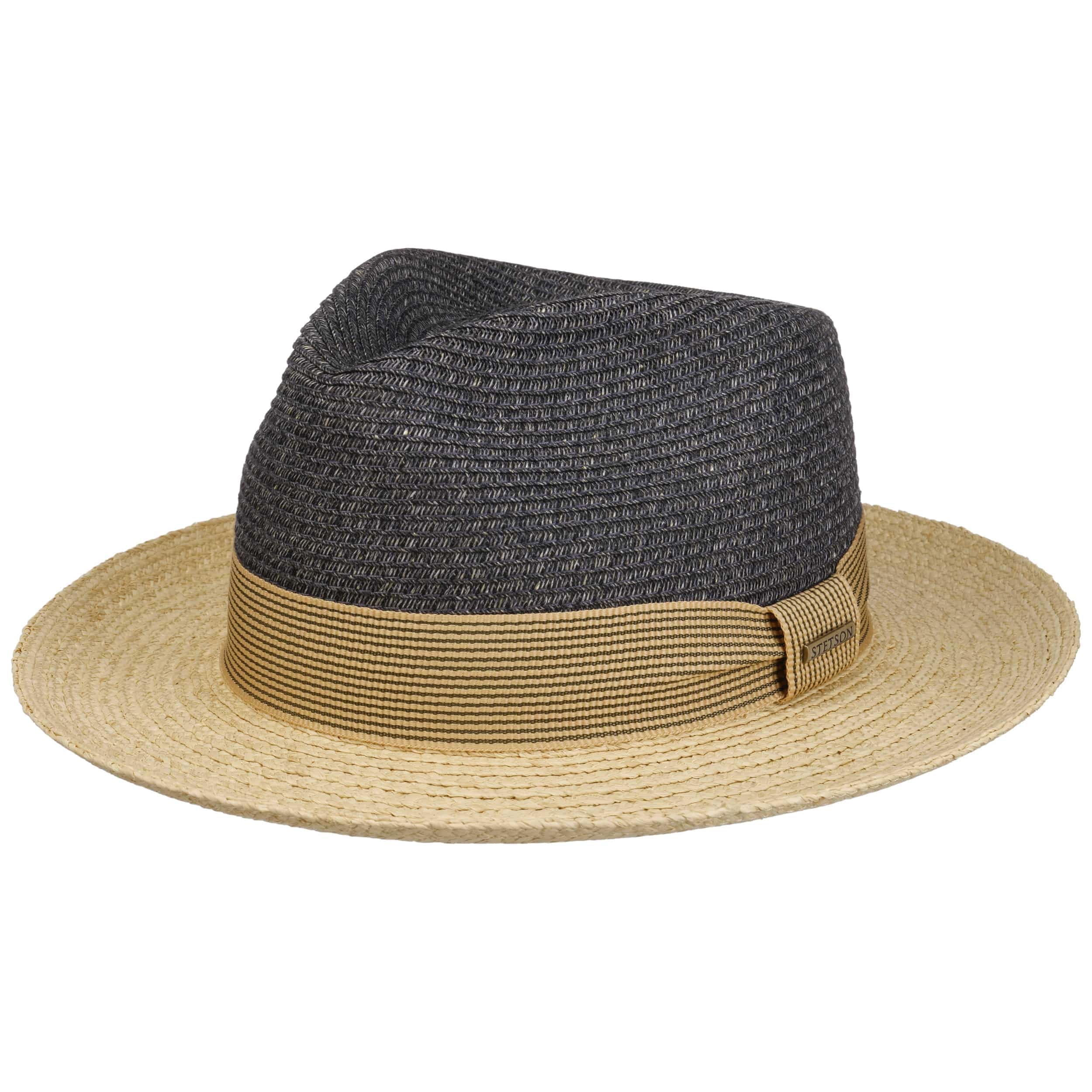 Stetson Toyo Raffia Fedora Strohhut Ripsband Mehrfarbig Damen und Herren Frühling Sommer