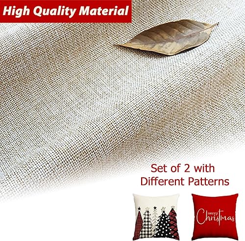 Miniatura 4 de Juego de 2 fundas de almohada de 18 x 18 pulgadas con diseño de árboles de Navidad rojos, lavables a máquina, suaves, para el hogar, sala de estar,