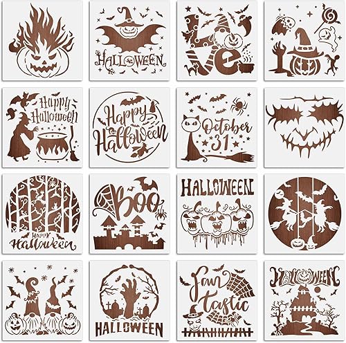 16 plantillas de Halloween para pintar sobre madera, plantillas de pintura reutilizables para bricolaje, diseño de gnomo calabaza, plantillas de disponible en Yaxa El Salvador