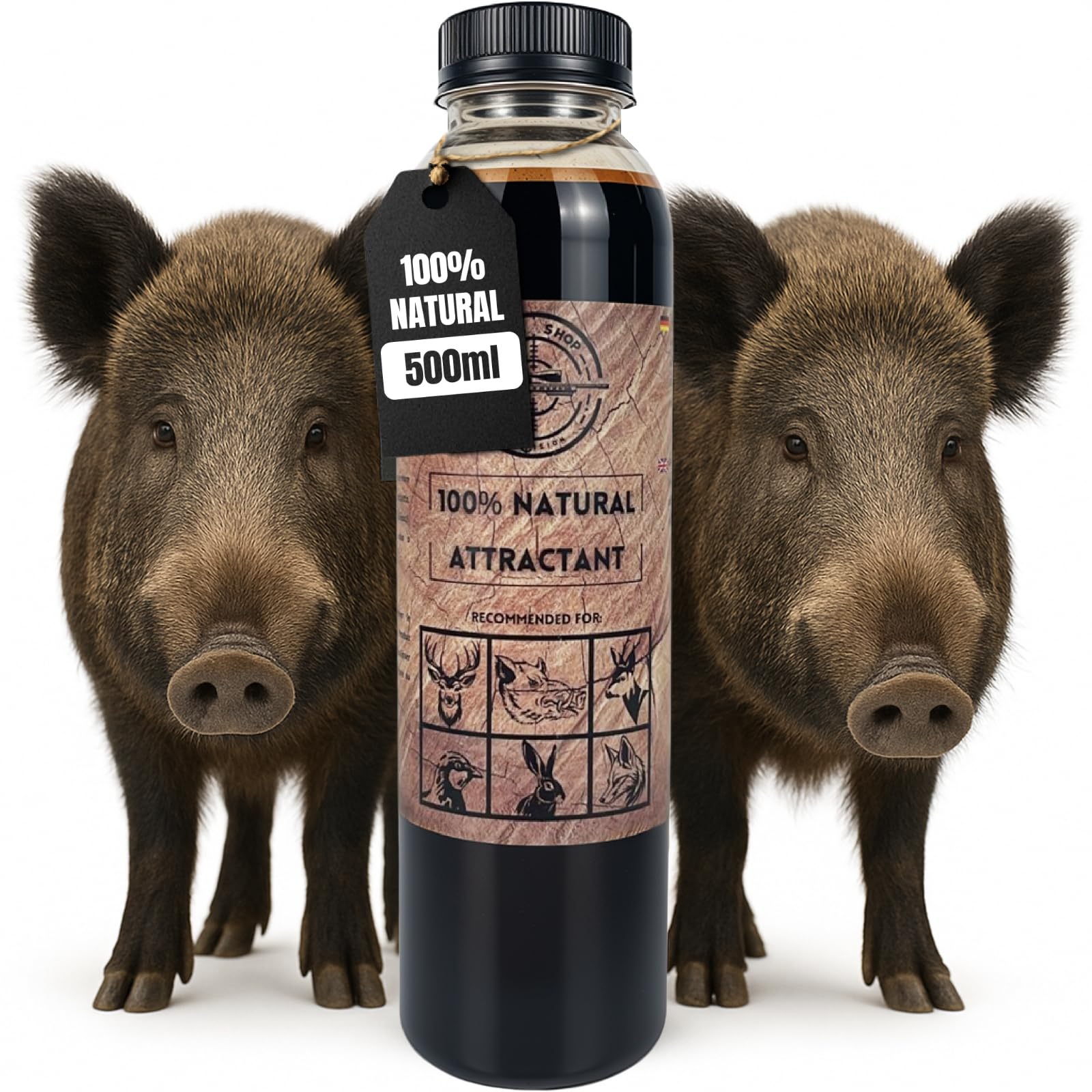 1 unità 500 ml ATTRATTIVO PER CINGHIALI e CATRAME CINGHIALI. Formula naturale ad alta attrazione per cinghiali e caprioli I Azione efficace su cervi e cinghiali I Stimolante per volpi selvatiche.