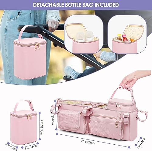 Miniatura 4 de Organizador de cochecito doble Compabitle con BOB Duallie y Baby Jogger City Mini GT2 Cochecito doble, organizador de cochecito doble con portavasos