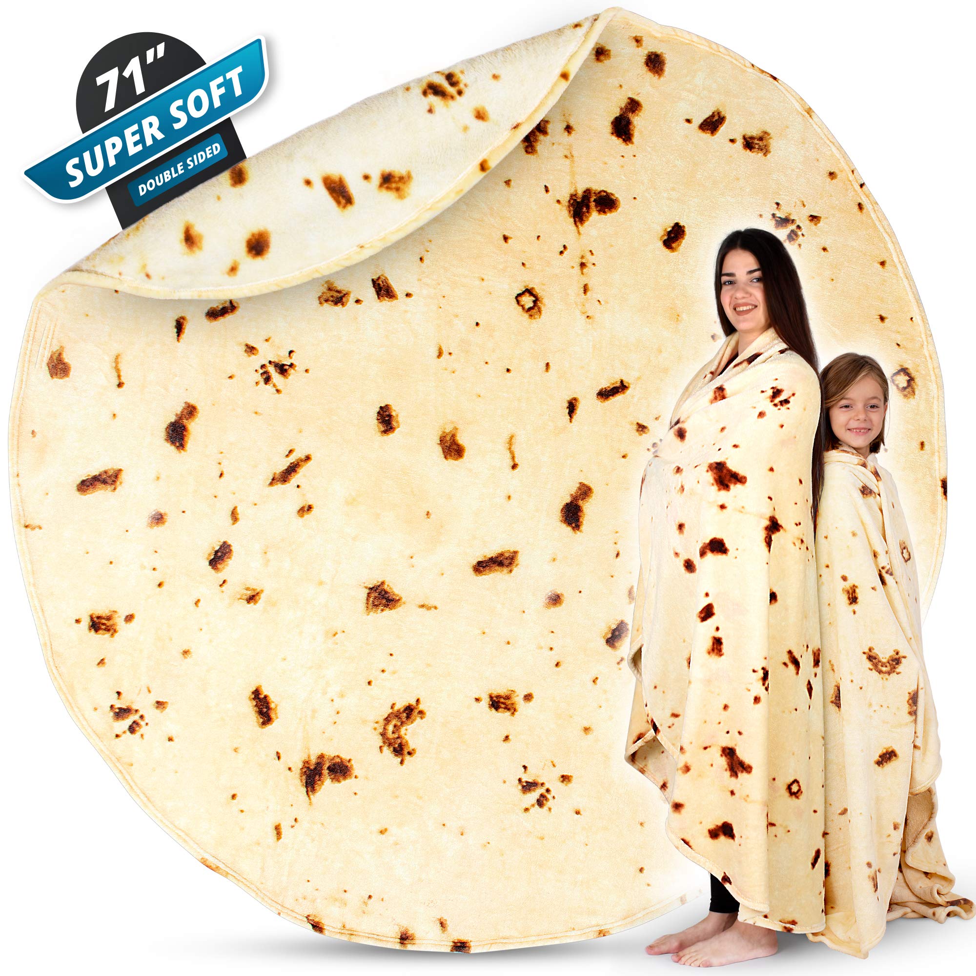 Zulay (71 Inch) Giant Burrito Blanket Double Sided - Novelty Big Burrito Blanket for Adult and Kids - Premium Soft Flannel Round Burrito Tortilla Blanket for Indoors, Outdoors, Travel, Home and More