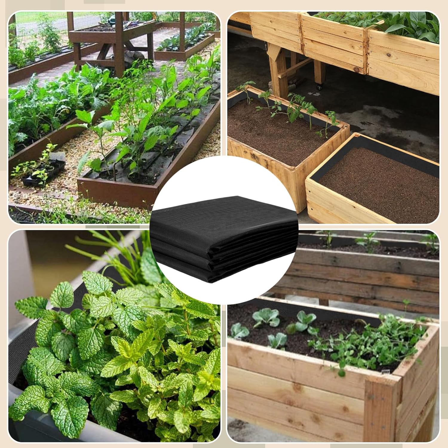 63 * 114 inch Raised Garden Bed Liner, Non Woven Fabric Liner for Large Veg Trough, Keeps Soil Contained and Water Drained