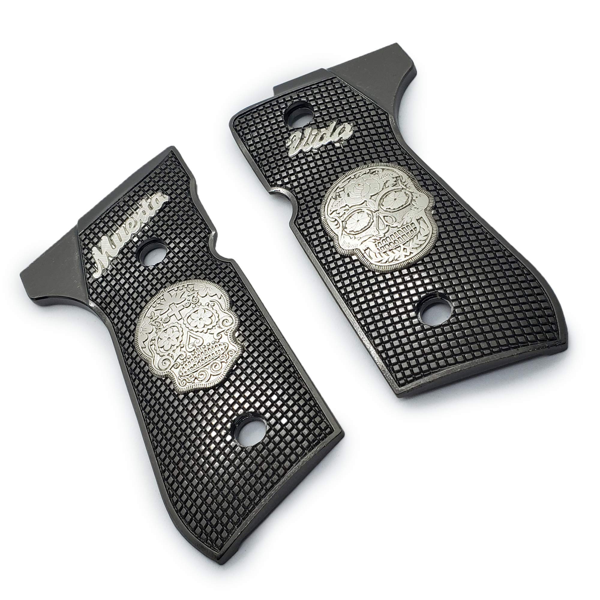 Custom Metal Beretta Grips 92/96 Series Pistols 92F, 92FS, M9, 96 Black Nickel Plated