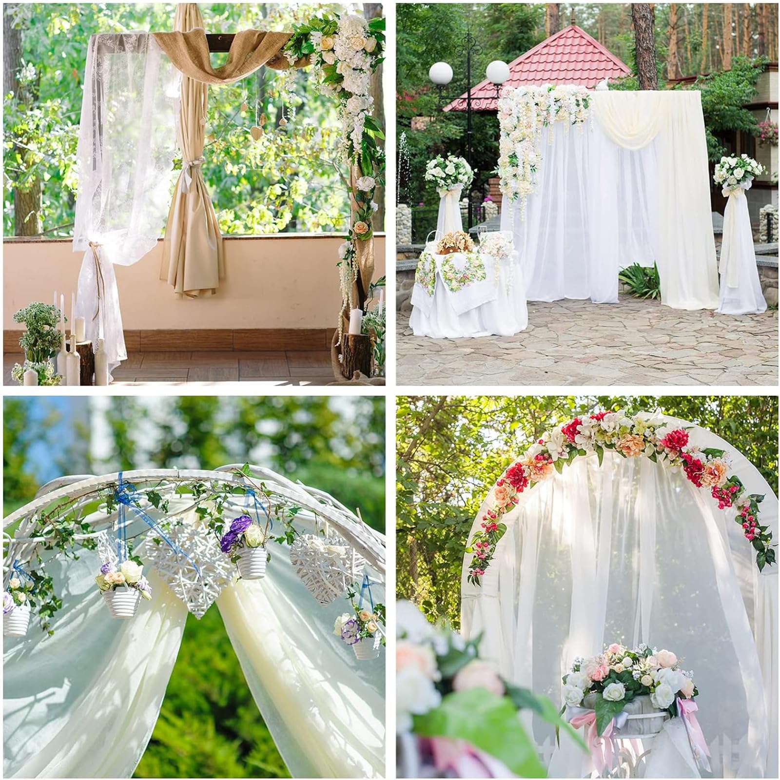 Highdi Tenture Mariage Plafond, Rideaux de Plafond Mousseline de Soie Tenture Mariage Semi Voile pour Arche de Mariage, Fête Prénatale (Vert Sauge,73x1000CM)