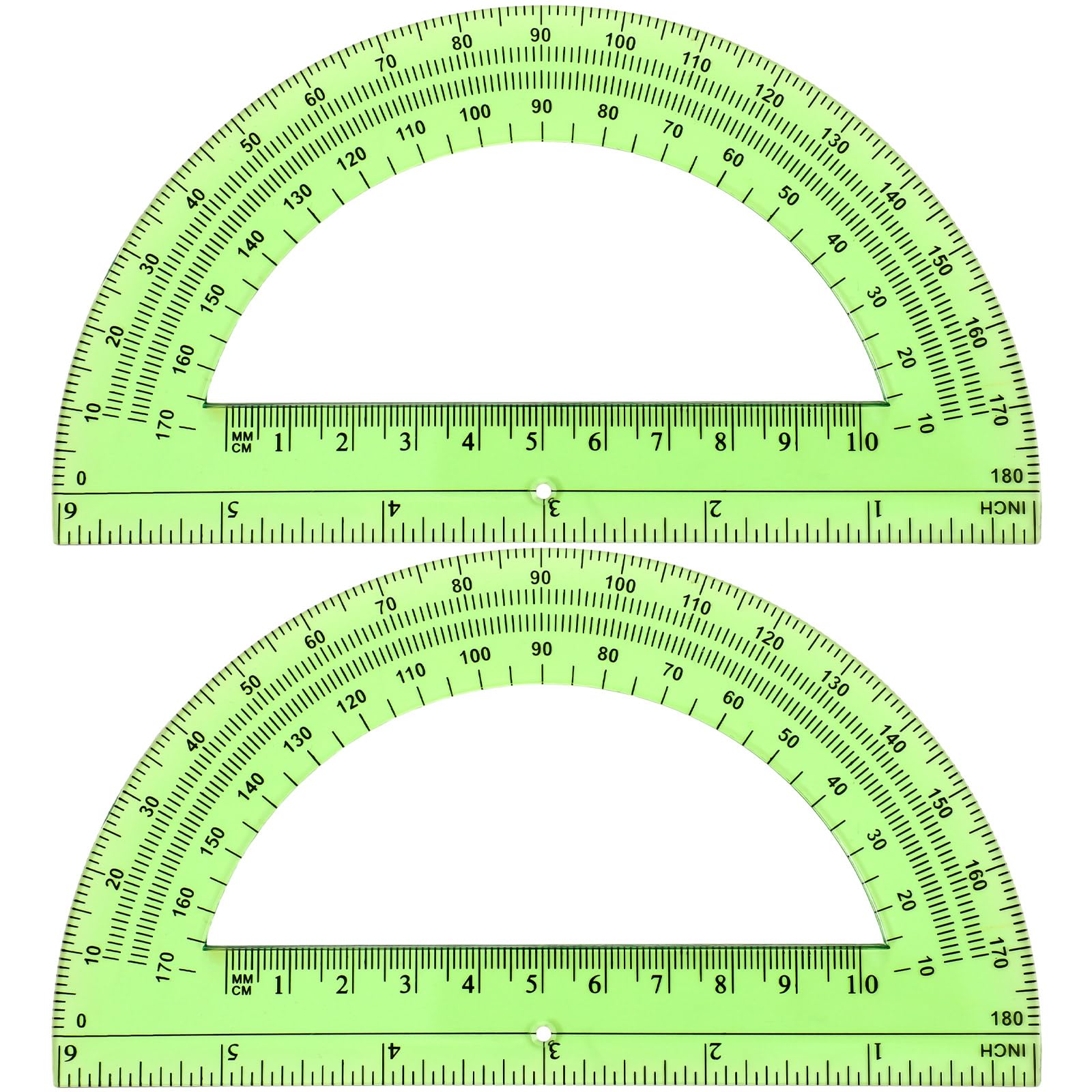 EBOOT 2 Pack Plastic Protractor 180 Degree Math Protractors 6 Inch,Green