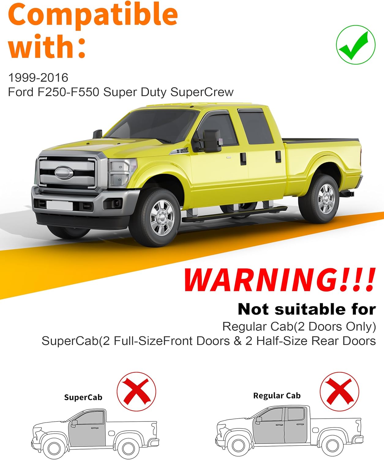 in-Channel Window Rain Guard for Fit for Ford F250-F550 Super Duty SuperCrew 1999-2016 Rain Guards Side Truck Window Visors Low Profile Vent Visor Window Deflectors Vent Shades Car Accessories