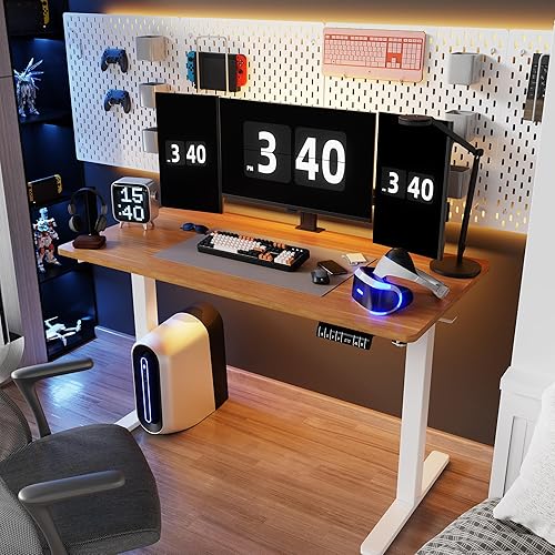 Shintenchi Escritorio eléctrico de altura ajustable, escritorio de computadora de pie de 55 x 24 pulgadas, escritorio de trabajo para oficina en