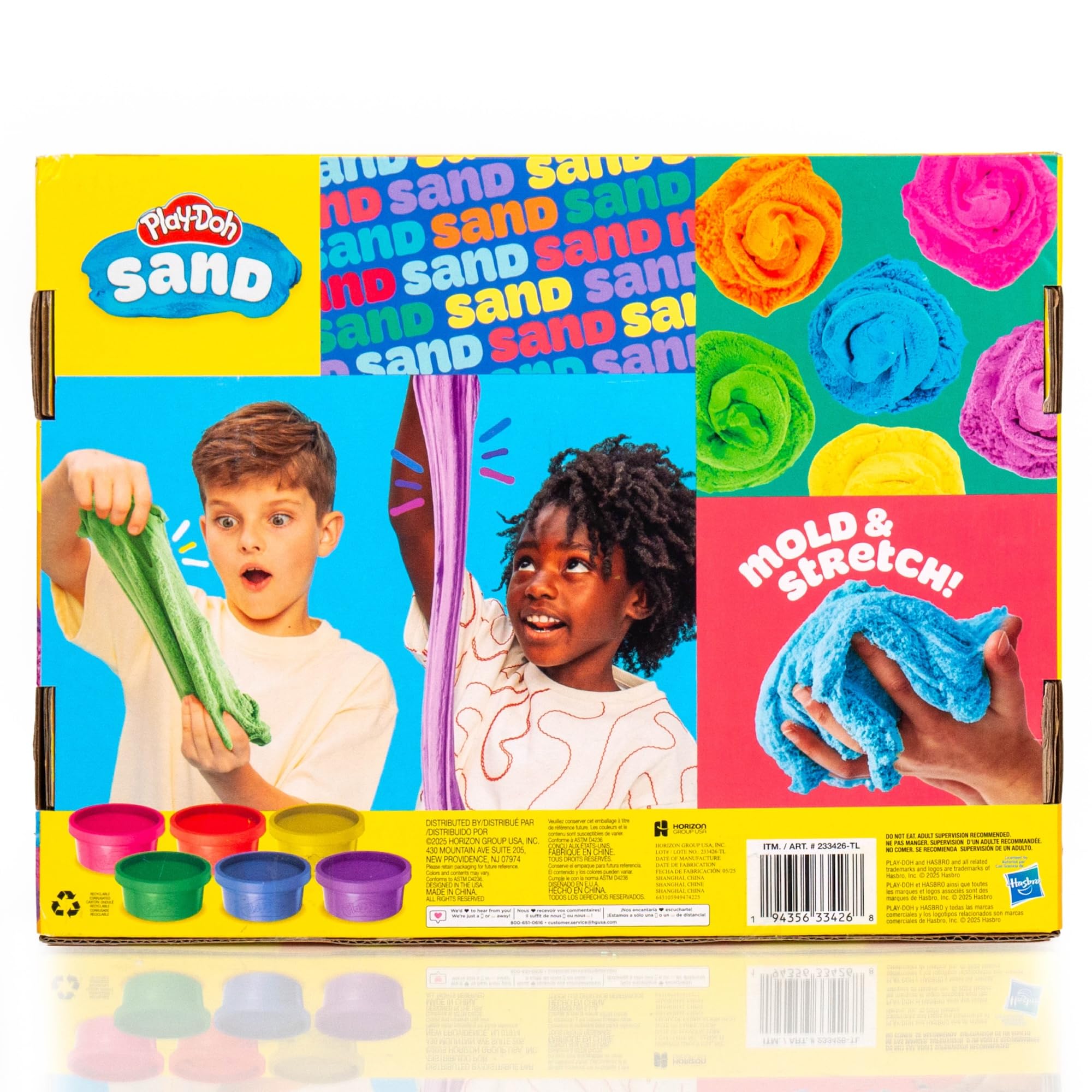 Play-Doh 6-częściowy zestaw piasków zapachowych, piasek do zabawy w zamykanych pudełkach, wypełnienie pojemników sensorycznych, zabawki podróżne, zabawne prezenty dla dzieci od 4 lat