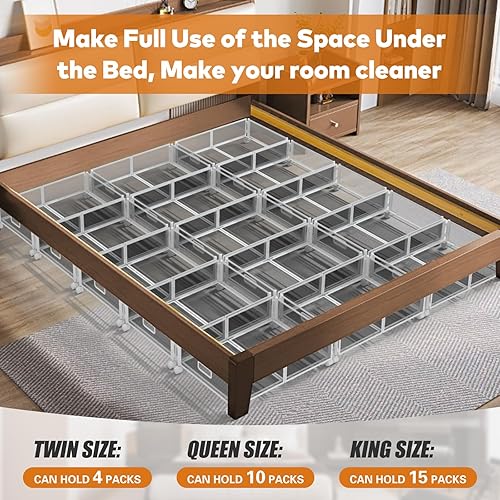 Miniatura 6 de Lingusta Almacenamiento debajo de la cama con ruedas, contenedores de almacenamiento rodantes debajo de la cama, almacenamiento de zapatos debajo de
