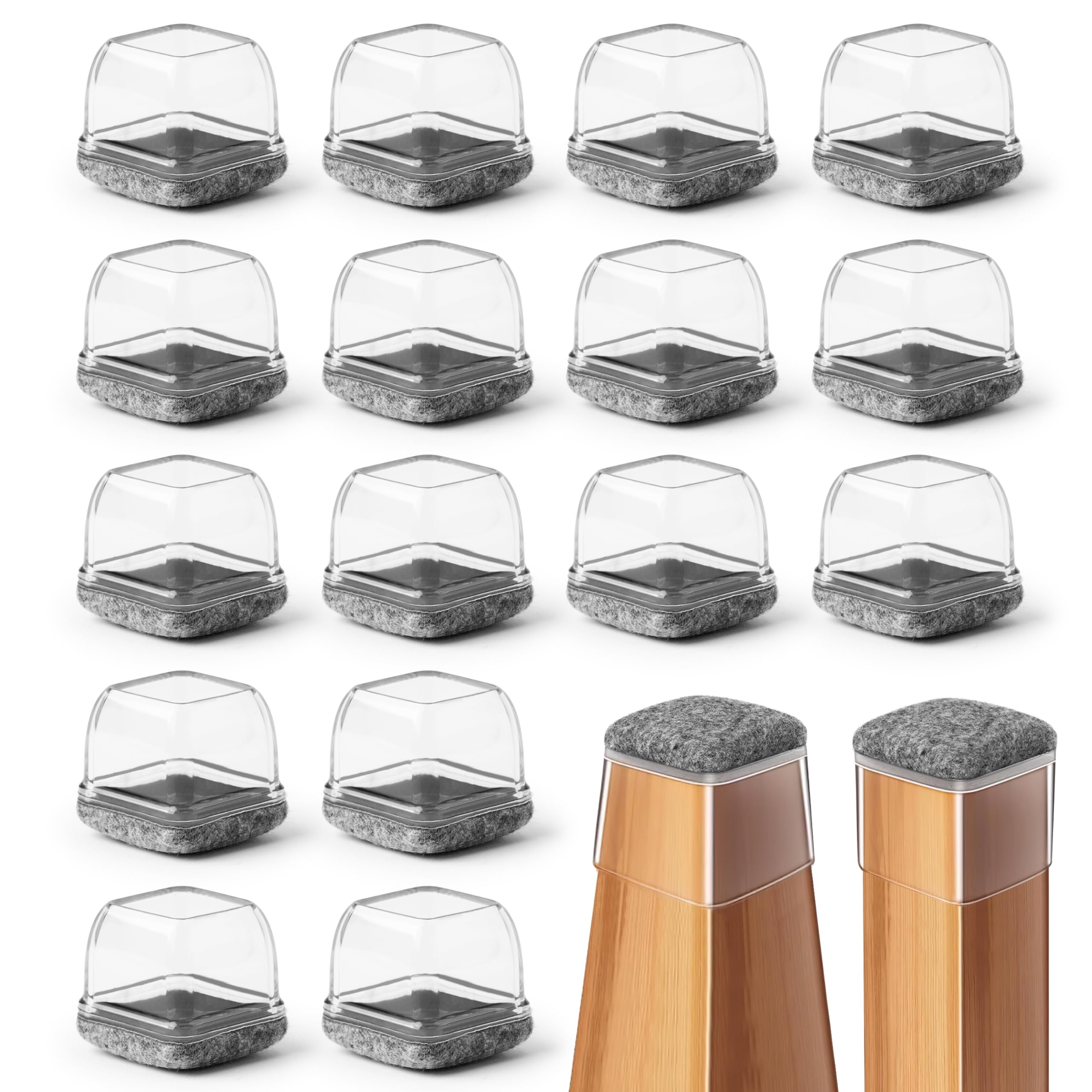 Uxcell Chair Leg Floor Protectors, 16Pcs Square Silicone & Felt Chair - View #10