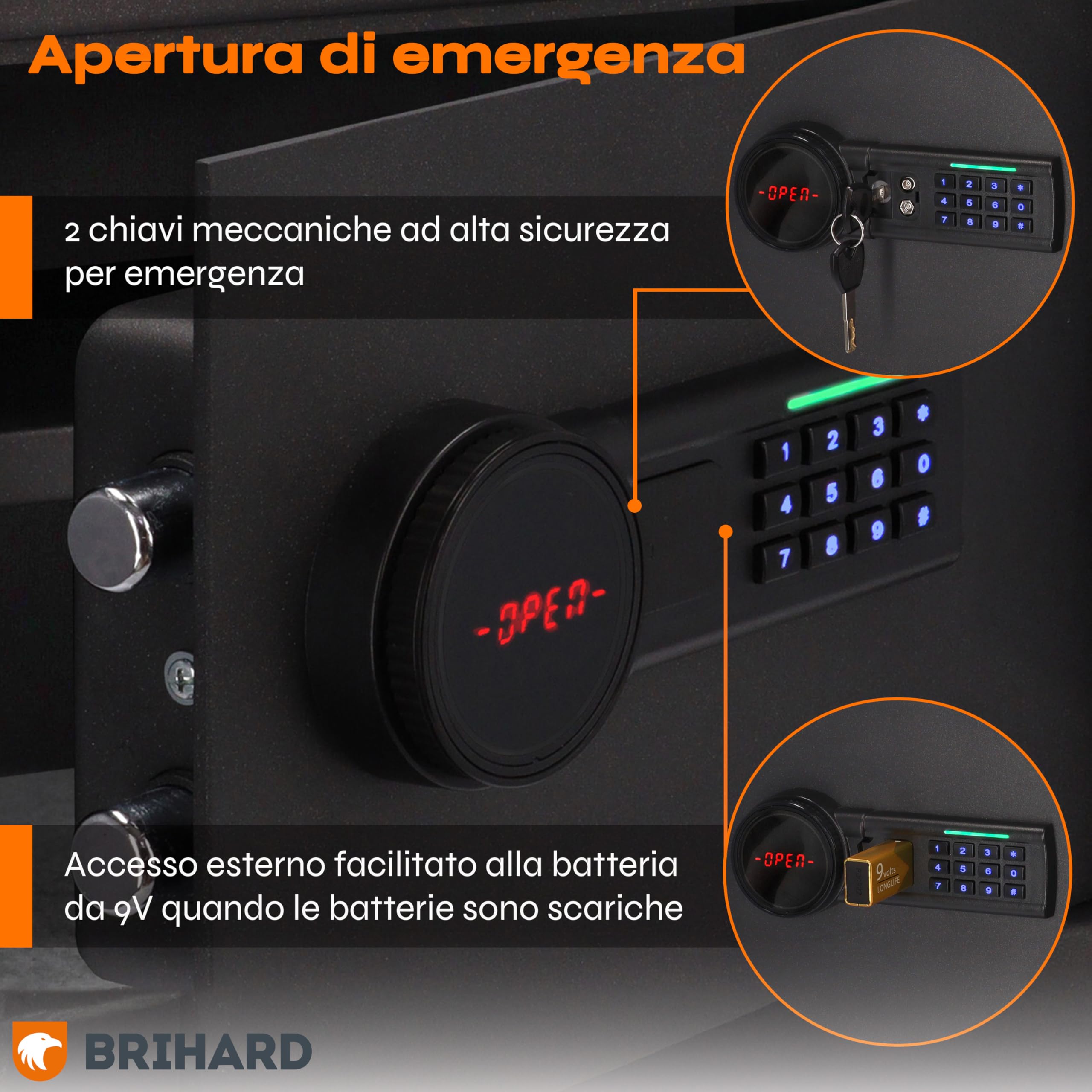 Cassaforte per deposito, 25 x 35 x 25 cm, con fessura, elettronica, chiudibile a chiave, con borsa ignifuga, cassaforte per denaro da 20 litri, con blocco tastiera digitale e schermo LCD