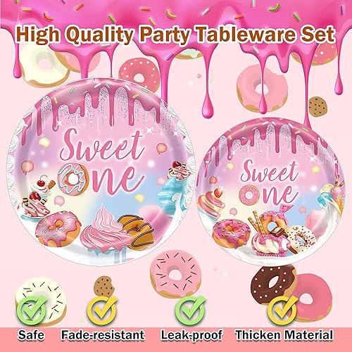 Miniatura 3 de Decoraciones de primer cumpleaños para niña, fiesta de donas, decoración de fiesta de cumpleaños, 96 piezas con temática de donas, suministros de