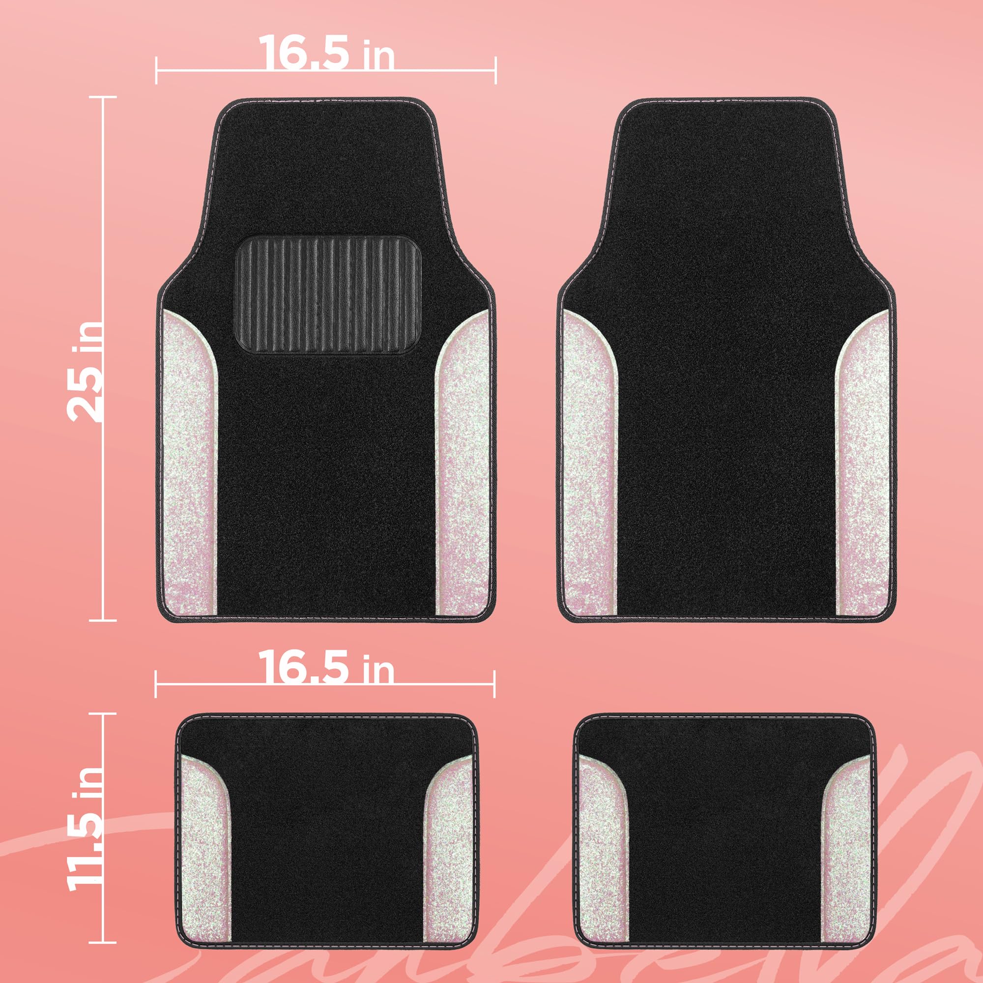 Carbella Glitter Bling Car Mats 4-Piece Set Two-Tone Shiny Carpet Car Floor Mats Stain-Resistant Floor Mats for Cars — view 5
