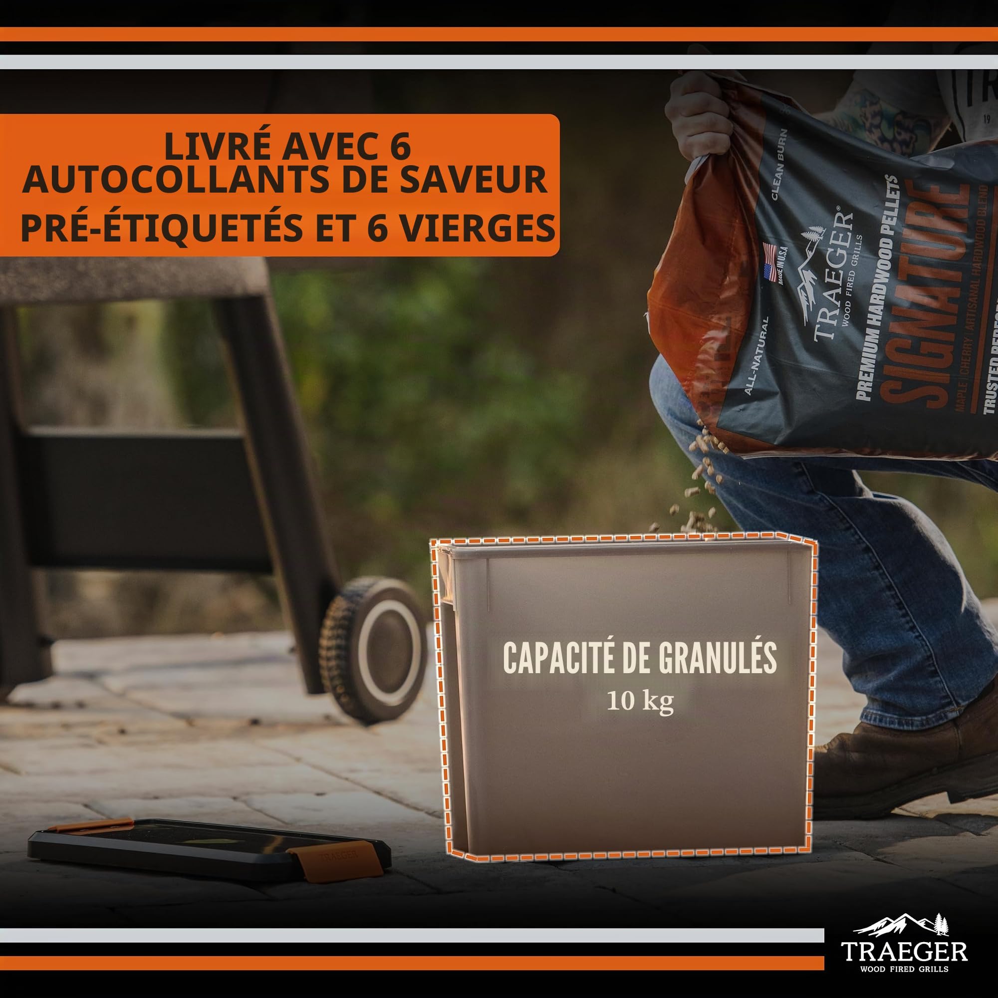 Traeger Pellet Grills BAC637 Stay Dry Poubelle à granulés de Bois avec Couvercle verrouillable Noir