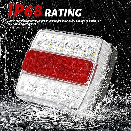 Miniatura 10 de Kit de luz LED magnética para remolque, 2 luces LED universales para remolque, indicador de dirección, luz de placa de freno, impermeable IP68, imán