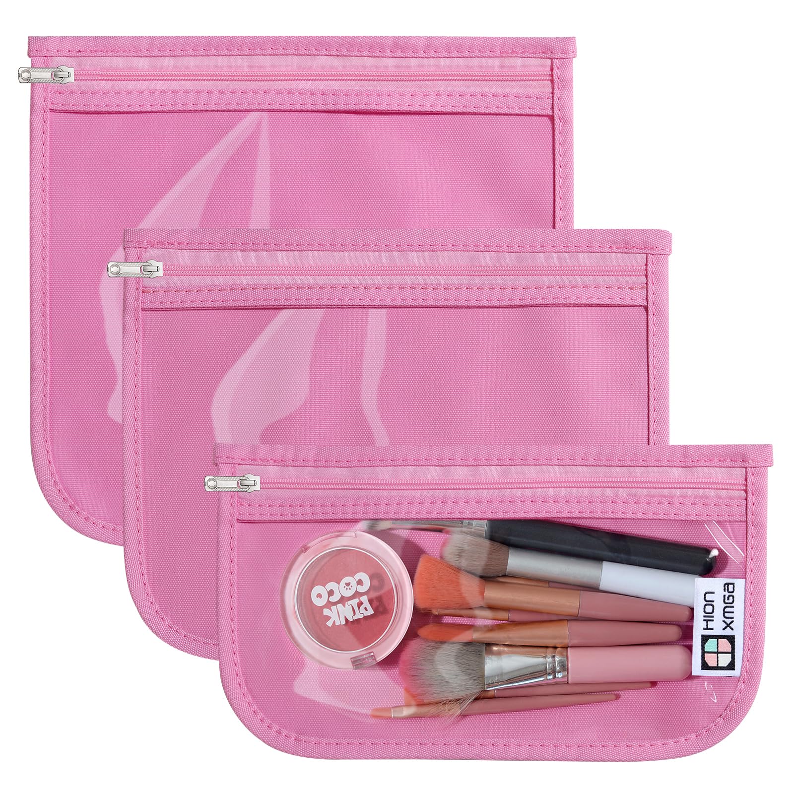 HIONXMGA TSA Approved Toiletry Bag, Set of 3 Clear Travel Toiletry Bag Quart Size Zipper Travel Pouch, Waterproof Makeup Cosmetic Bag for Women Men