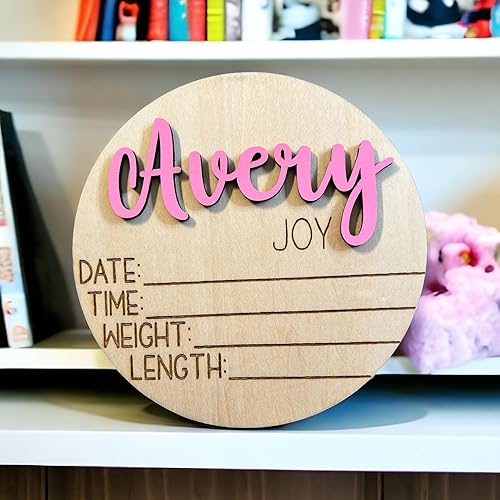 Miniatura 4 de Personalized 3D Newborn Baby Name Announcement with Stats, Custom Baby Name Hospital Photo Prop, Many sizes, 12 Font Options, 30 Colors