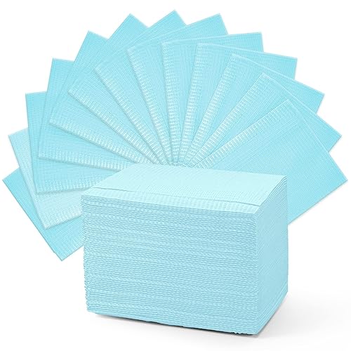 Miniatura 21 de Babero Dental Desechable Rosa Babero de Polietileno Impermeable Baberos para Pacientes de 3 Capas para Tatuaje Servilletas de Papel para Clínica